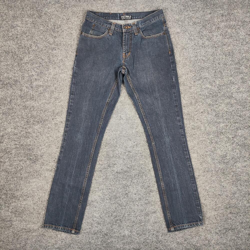 Free World Messenger Jeans Mens 30x30 Blue Medium Wash Regular Straight Denim